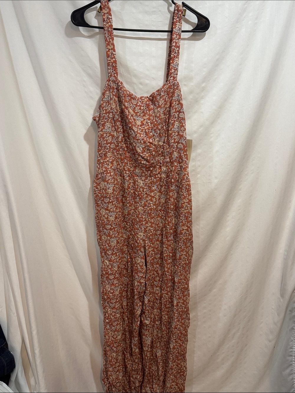 Universal Thread Rust-Orange Floral Wide-Leg Jumpsuit